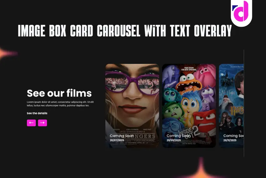 Image Box Card Carousel with Text Overlay - diva criativa