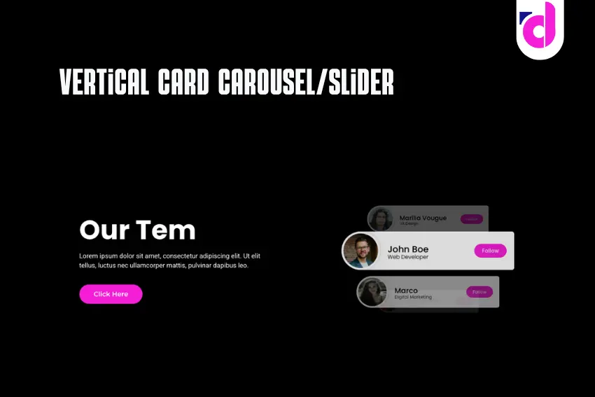 Vertical Card Carousel Slider - diva criativa