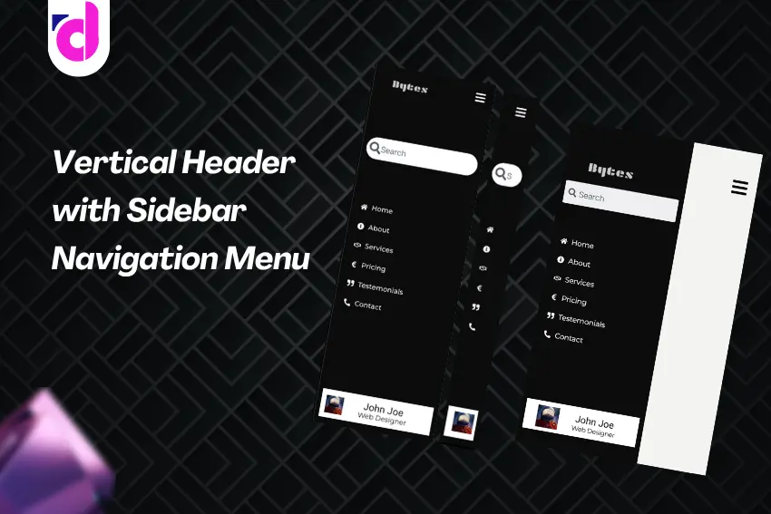 Vertical Header with Sidebar Navigation Menu Template- Diva Criativa
